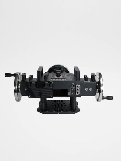 Rear View of DJI masterwheels showing a battery mount for gold mount